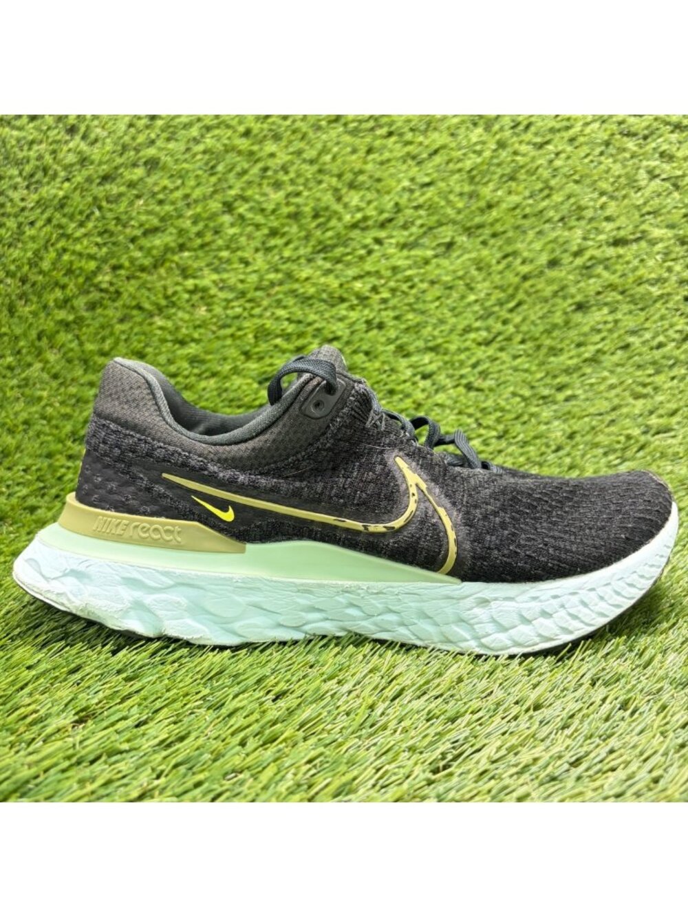 Nike React Infinity Run Flyknit 3 Mens Size 9.5 Black Running Shoes Sneakers